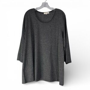 Cactus + Pearl Top Women’s XL Charcoal Gray 3/4 Sleeve Scarf Top Stretch Casual